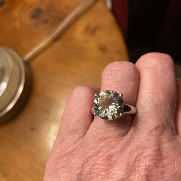 925 Sterling Silver and 5 ct oval Green Quartz size 7 ring - Picture 3 of 7